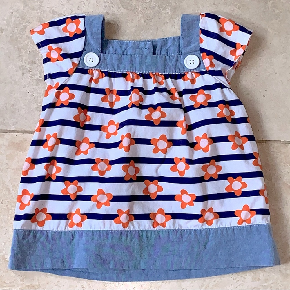 🏷️ EUC Gymboree Spring Chambray Floral Top/Dress 18-24M